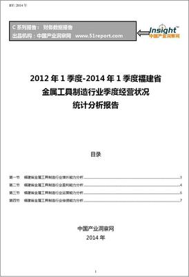 2012-2014年1季度福建省金属工具制造行业经营状况分析季报
